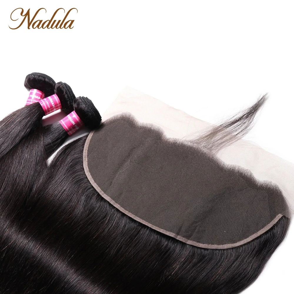 Nadula Hair Lace Frontal Closure with Bundles Straight Hair Bundles With Frontal Brazilian Remy Hair Bundles with Frontal