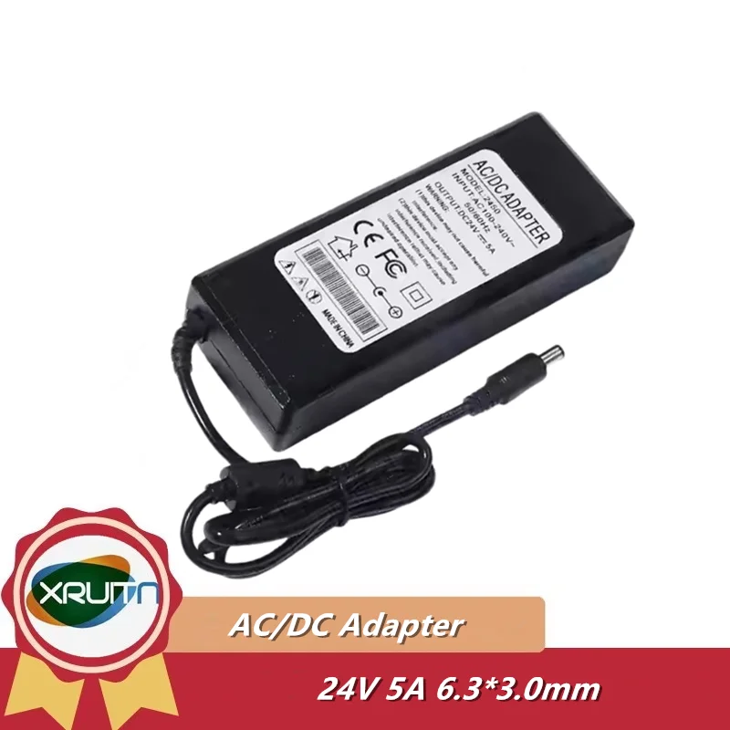 New 24V 5A 4.17A 4A 3.125A 2.5A AC Adapter Charger for Zebra Printer ZXP3 GX420D GX420T GX430T GX43 Power Supply 6.3*3.0mm