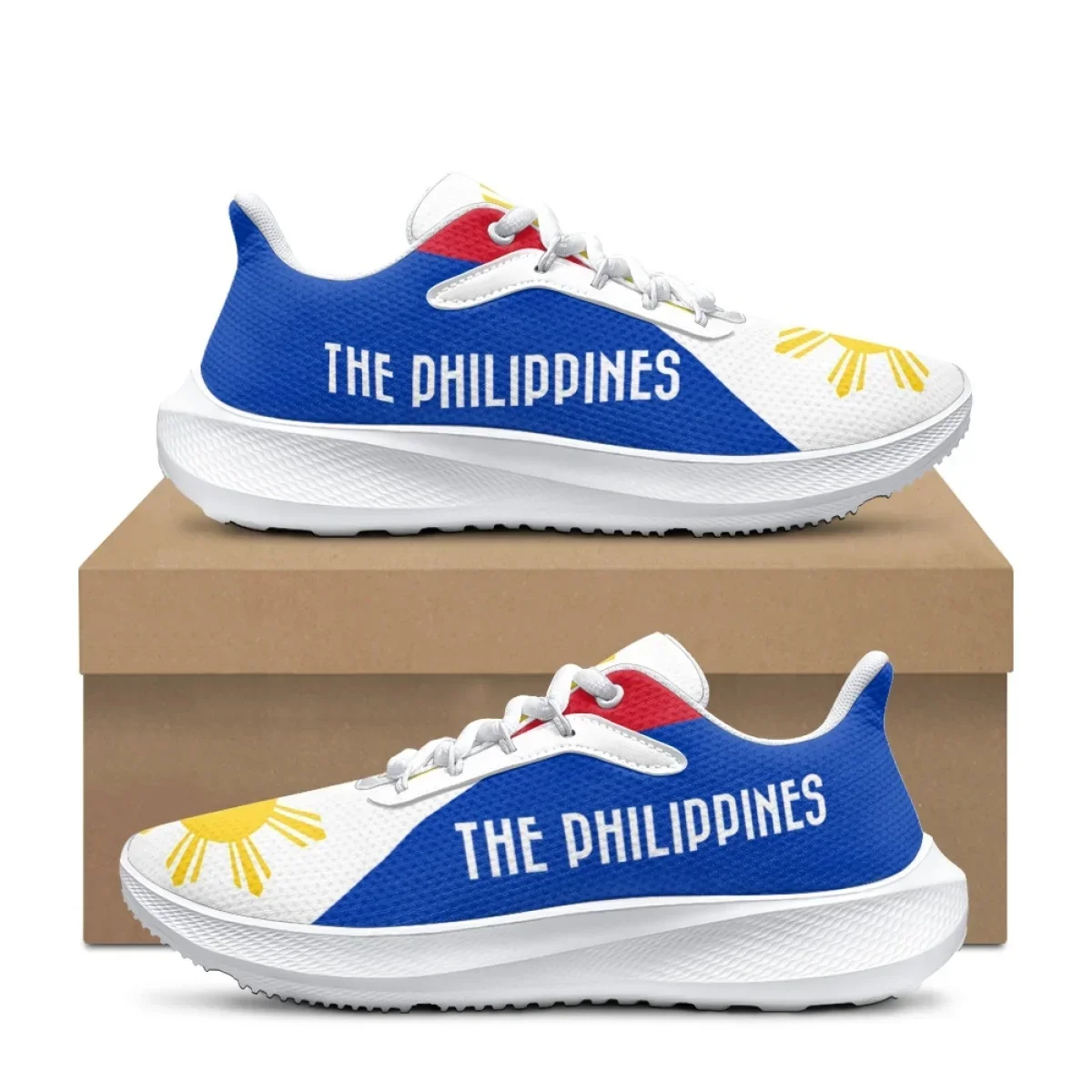 Sneakers Female Philippine Flag Designer Comfortable Lightweight Training Shoes Shock Absorption Lace Up Walking Shoes Zapatos