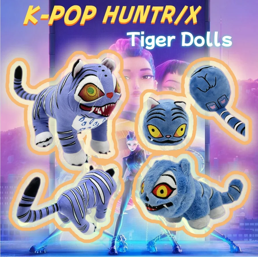 

Новинка 2025 года, аниме Kpop, охотники на демонов, плюшевые игрушки, милые фиолетовые куклы с тигром, плюшевые синие мини-куклы с тигром, подарки на день рождения