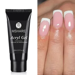 MSHARE Poly Nails Acrylic Gel Nail Extension Builder UV Led Acrygel Pink Milky White Clear Crystal Hard Construction Gel 60ml