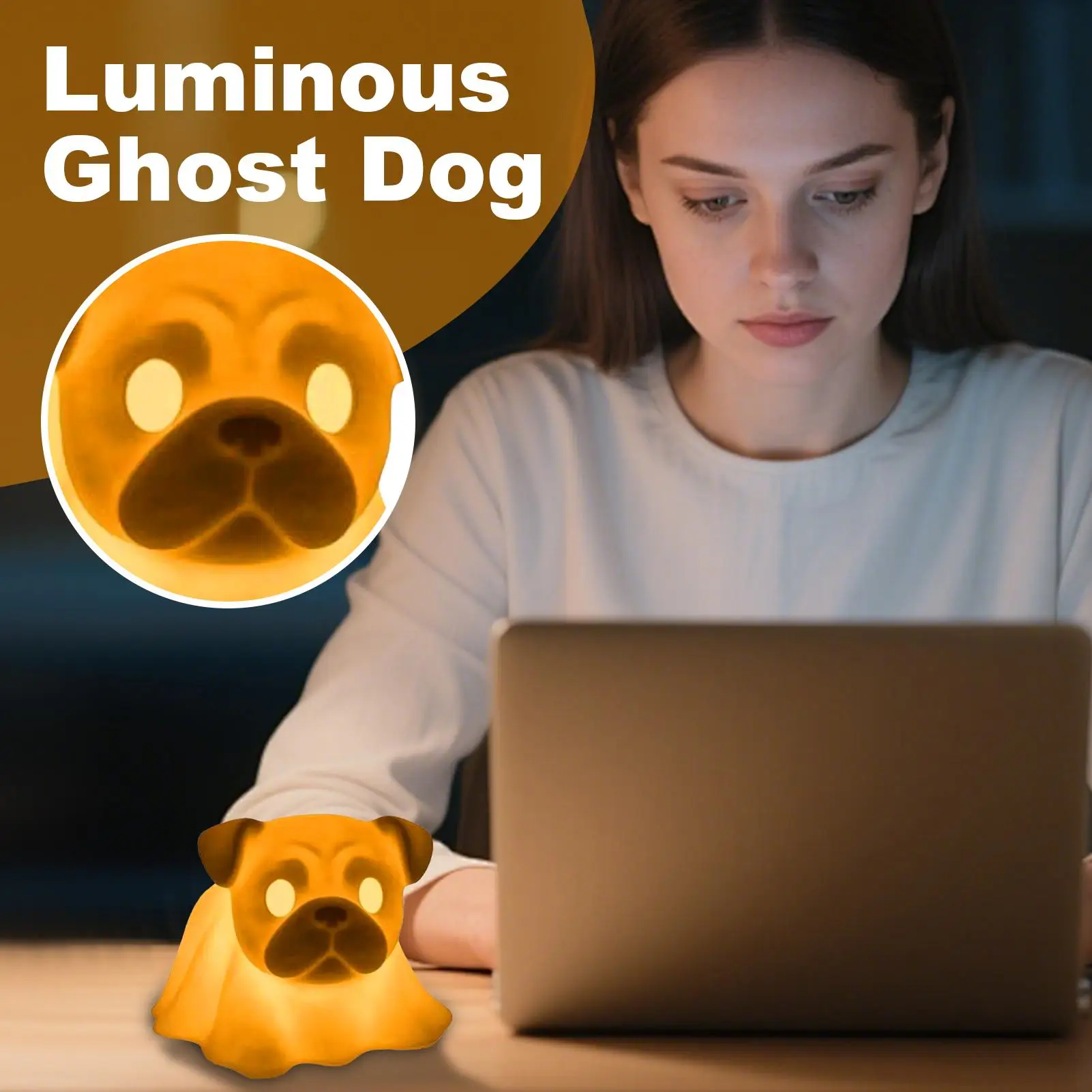 Hond Ghost Beeldje Halloween Ghost Dog LED Nachtlampje Leuke Tafel Centerpieces Voor Nachtkastjes Bar Indoor Badkamer Mantel Party