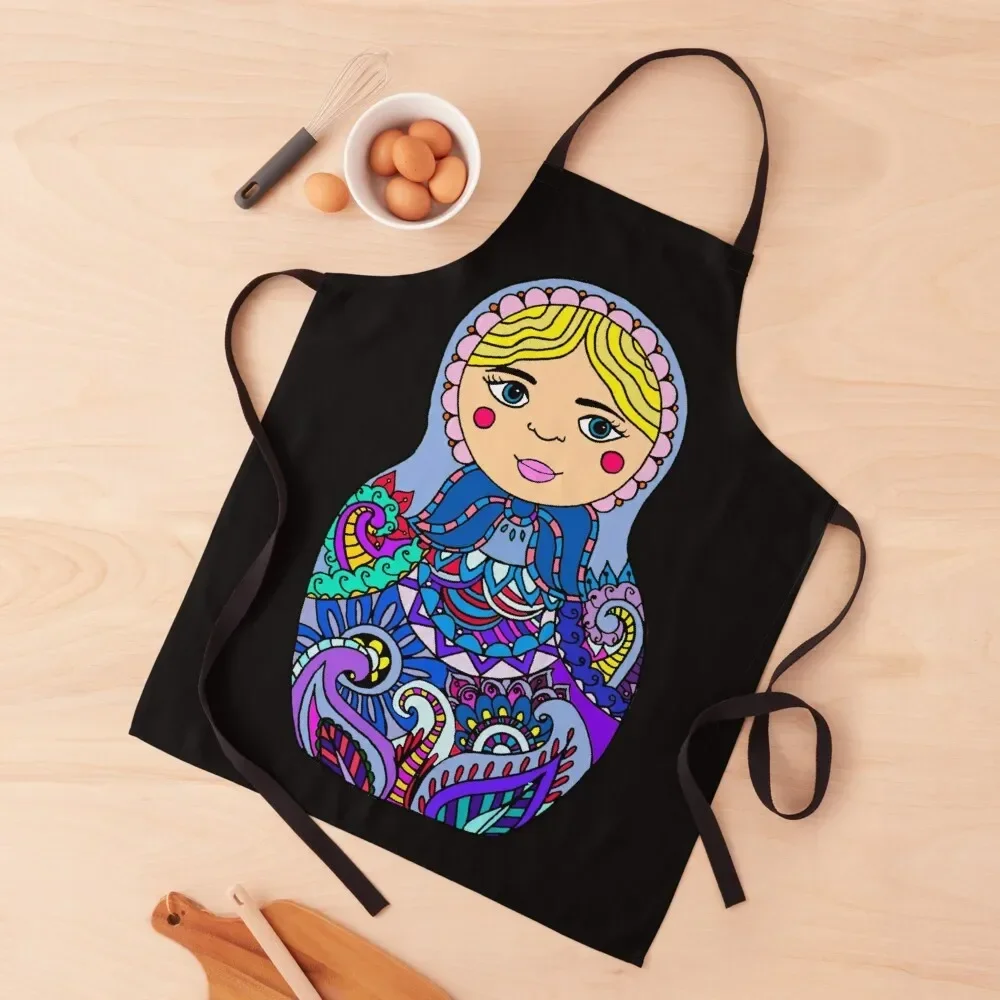 

Nesting Doll - Blue and Lilac Palette Apron Kitchen Front For Woman Chef Accessories Household Items Apron