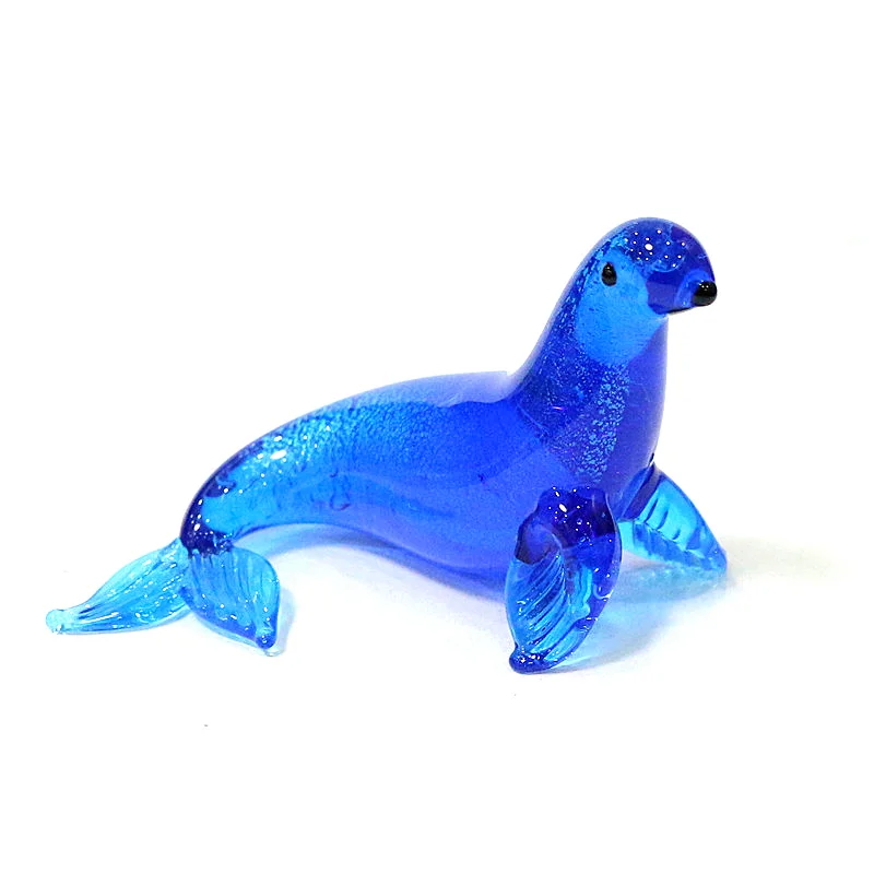 Zilver Folie Murano Glas Zeeleeuw Mini Beeldjes Leuke Marine Animal Ornament Home Aquarium Decor Nieuwe Jaar Verjaardagscadeau Voor kids