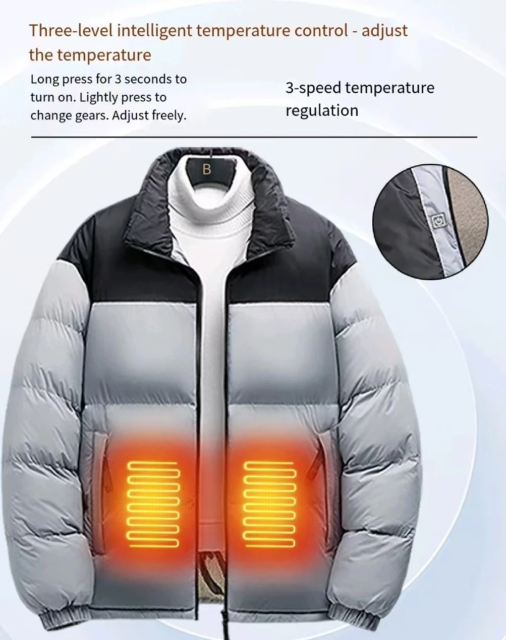 جديد الشتاء 6-منطقة التدفئة القطن أبلى الخريف والشتاء الرجال اللون مطابقة USB التدفئة الكهربائية في الهواء الطلق الباردة (لا بطارية)