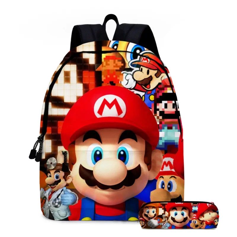 2 pz-set nuovo zaino Super Marios Bros borsa a tracolla Kawaii scuola elementare e media borsa scuola cartone animato astuccio