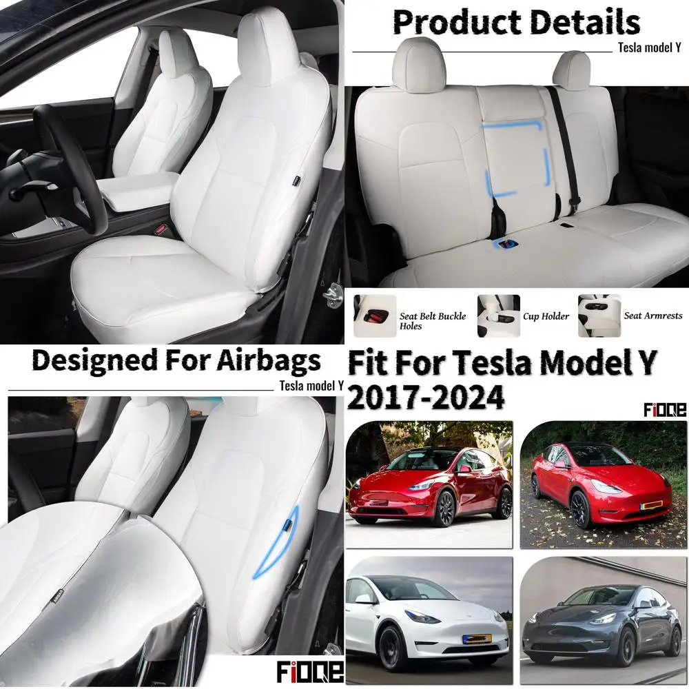 

Кожаные чехлы на автомобильные сиденья из наппа, подходят для Tesla Model Y 2017 2018 2019 2020 2021 2022 2023 2024, мягкие и удобные, легко чистящиеся