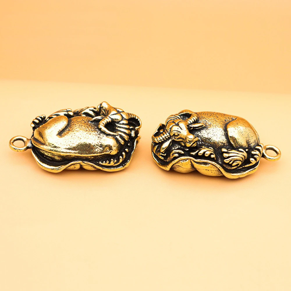 Retro Brass water Cow Figurines Miniatures Desktop Ornaments Animal Bull Small Statue Lucky Home Decorations Crafts  Accessories