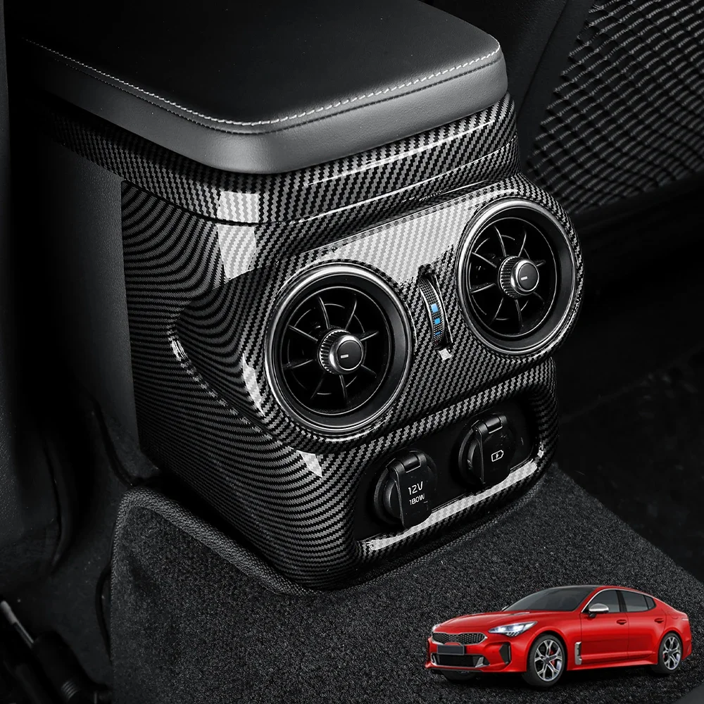 

Car Interior Carbon Fiber Rear Seat Air Conditional AC Vent Frame Trim Cover For Kia Stinger 2018-2023 Decoration Accessories X