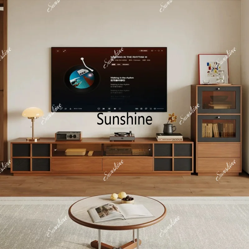 YYVintage Light Brown Tv Stand Glossy Heavy Entertainment Center Drawers Tv Stands Modern Floor Mobile Tv Soggiorno Home Furnitu