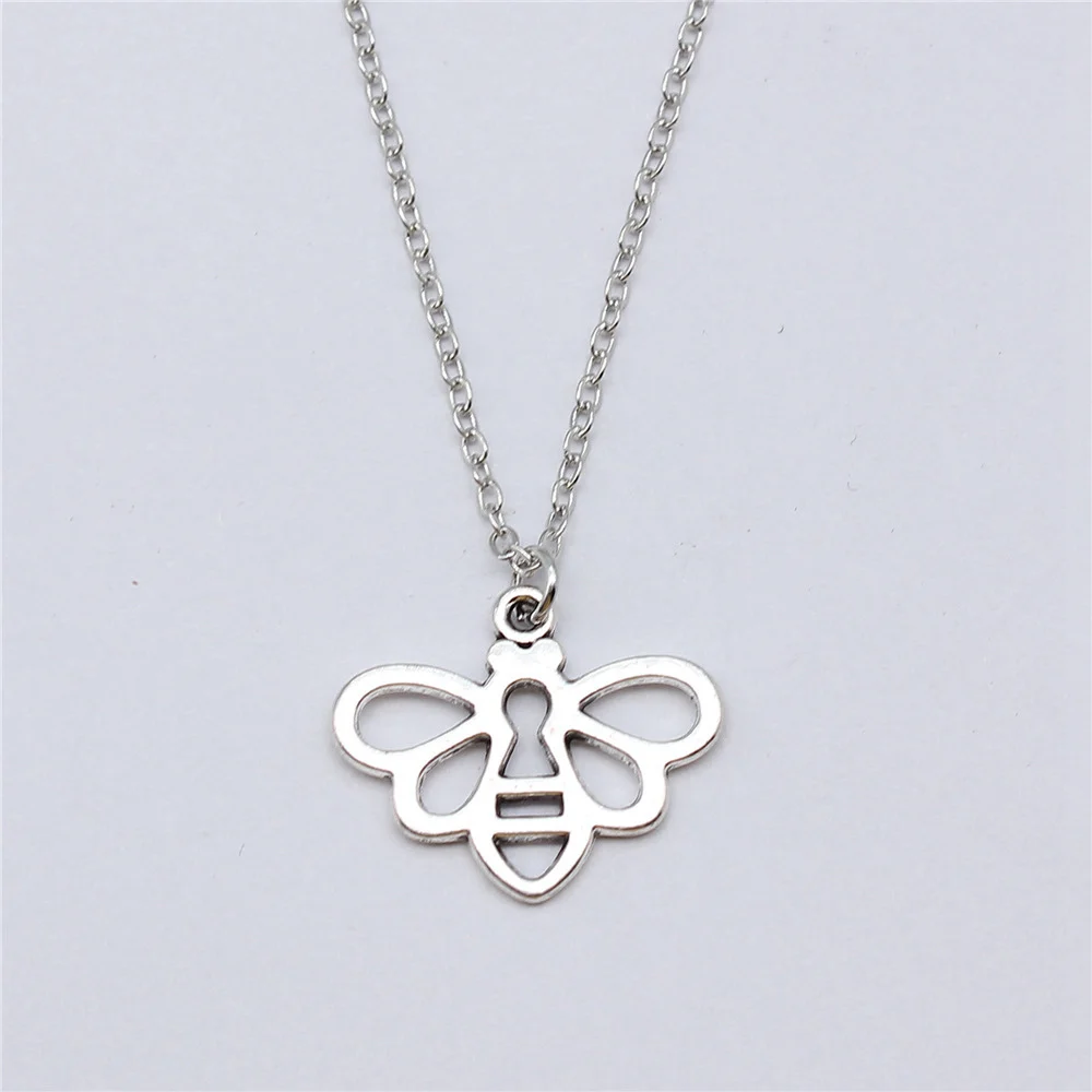 1pcs Openwork Abstract Sketch Bee Charms Necklaces For Men Car Pendant Jewelry Tools Diy Chain Length 40+5cm