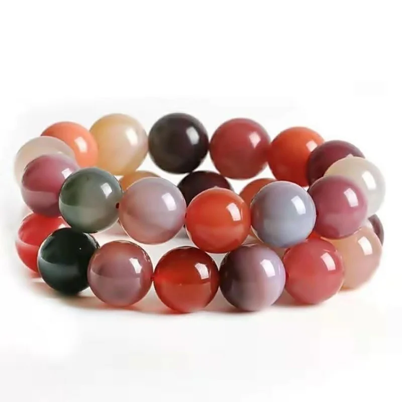 Natural Sichuan Yanyuan Colorful Salt Source Full Meat Single Candy Color Agate Multi-Ring Bracelet