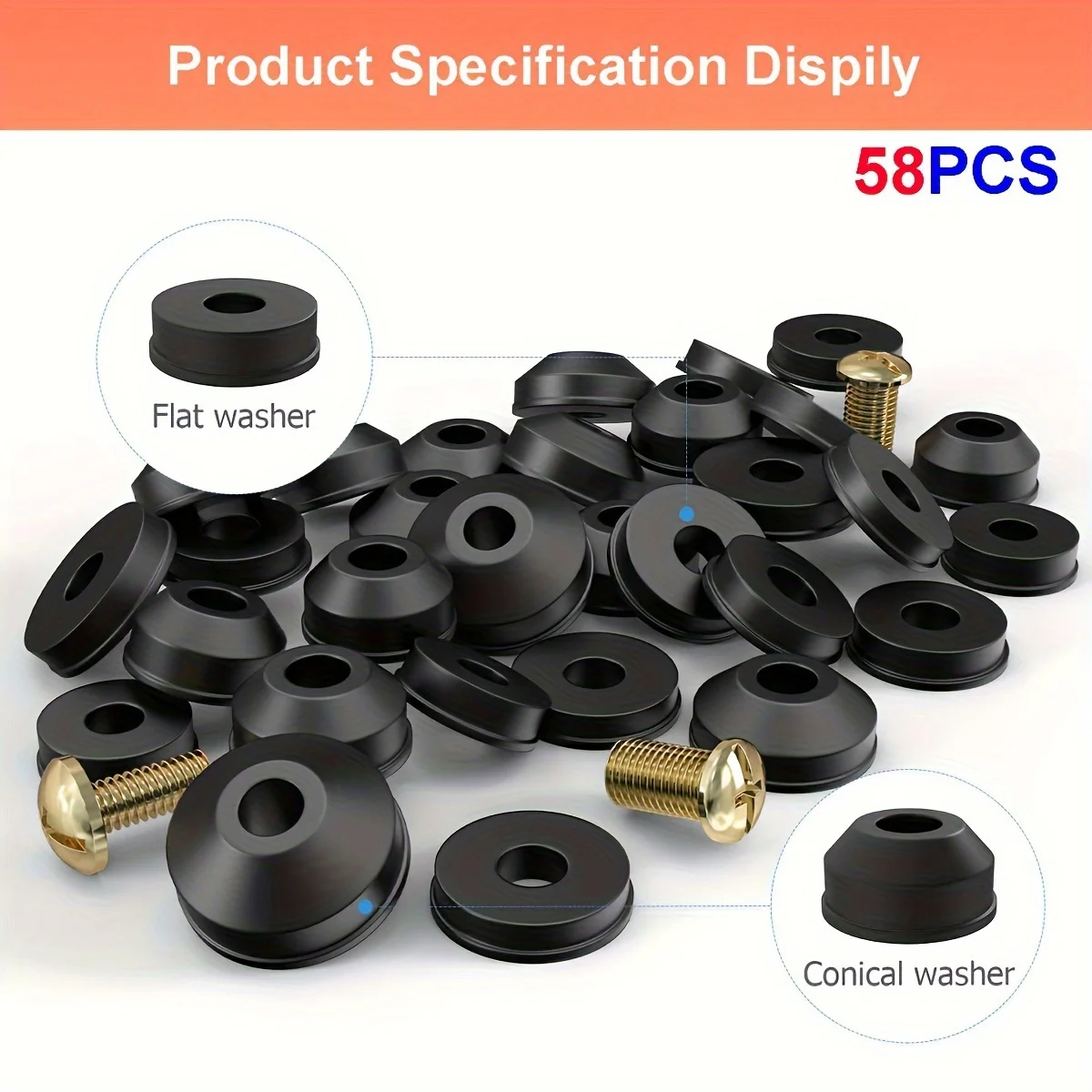 48pcs Flat Diagonal Faucet Washer Screw Combination, Washer For Various Quick Open Faucet Valve Stem Wear