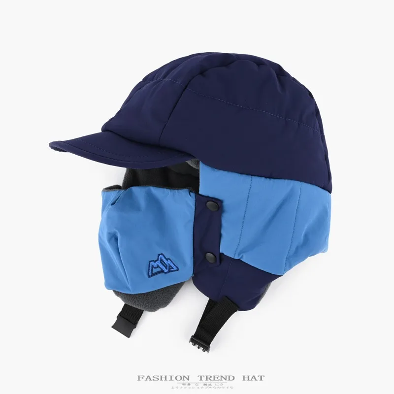Men Women Winter Ushanka Detachable Face Mask Wind‑Proof Thermal Earflap Caps Polar Fleece Lined Bomber Hats for Outdoor Cycling