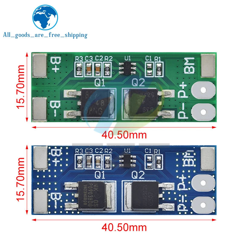 TZT BMS 2S 3.2V 3.7V 8A LiFePO4 / Lithium Battery Charge Protection Board 15A Peak Current  6.4V 7.2V 18650 32650 Battery Packs