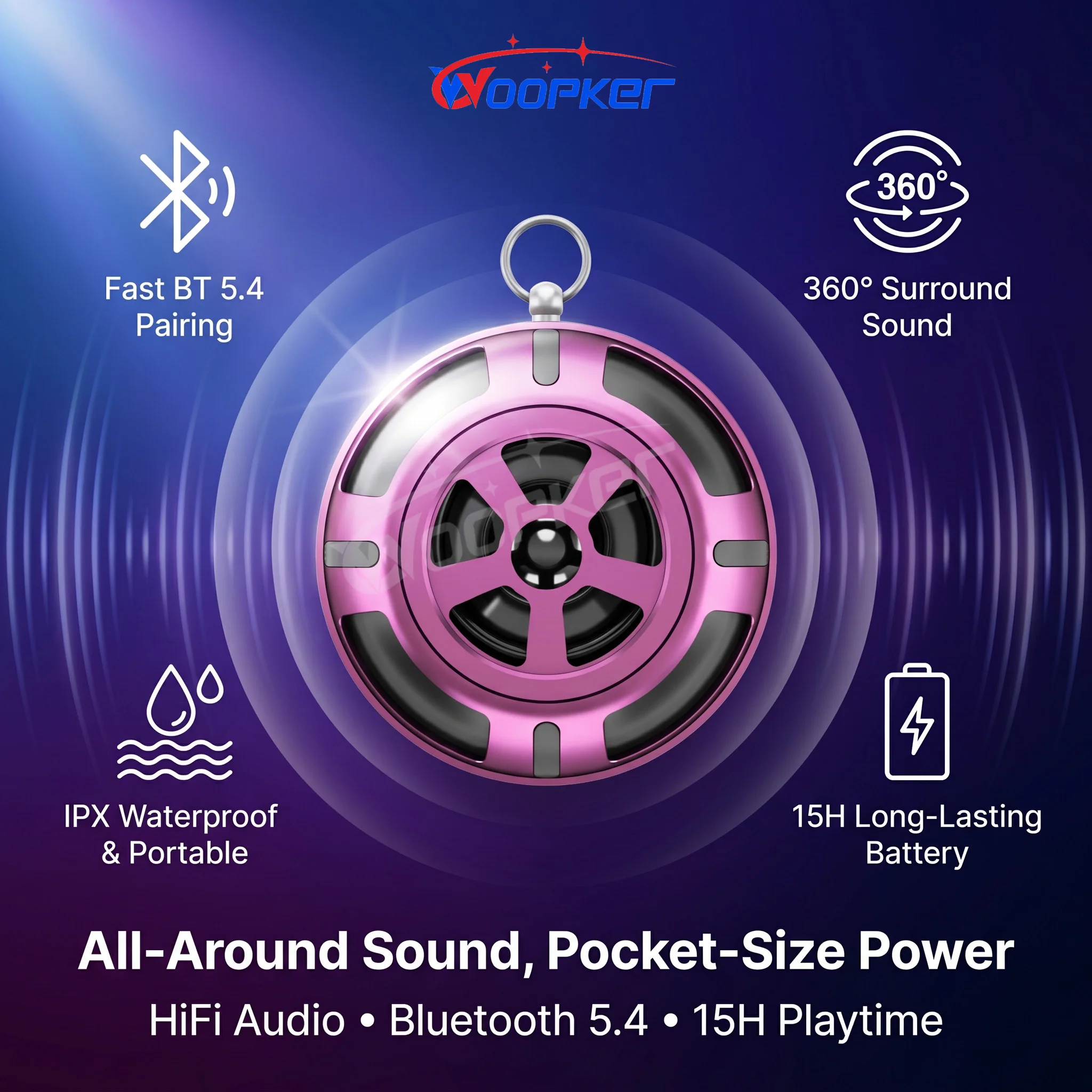

WOOPKER Portable Mini Speaker RGB LED Mood Light Outdoor Subwoofer 5.4 Bluetooth HIFI Stereo camping Bike Riding Car Loudspeaker