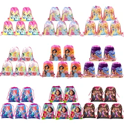 Disney Princess Drawstring Bag Pink Girls Cartoon School Bag Children Printing School Backpacks for Birthday Party Decorations