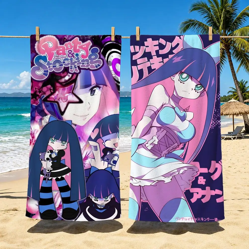 Anime Panty  Stocking with Garterbelt Towel Polyester Beach Towel Quick Dry Sand Free Bath Towel for Summer Pool Travel Vacation