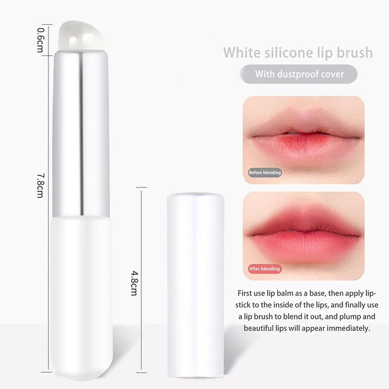 Silicone Lip Brush With Plastic Handle Portable Lipstick Lip Balm Applicator With Cap Perfect Christmas Gifts