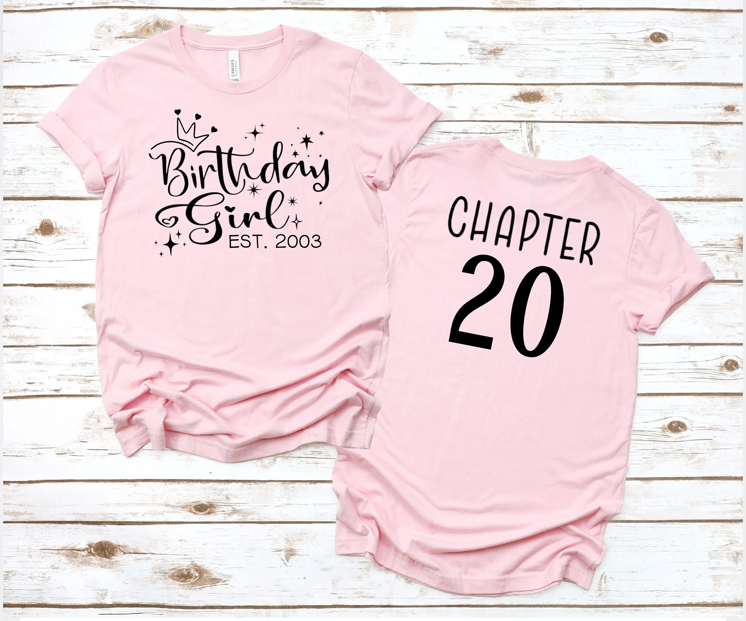 20Th Birthday Girl T Shirt Twenty Est 2003 Turning 20 Year Old Chapter Born In
