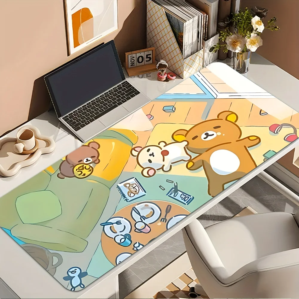 

Cute Rilakkuma Large Gaming Mouse Pad XXL Extended Desk Mat Kawaii Cartoon Bear Decor for Office Home