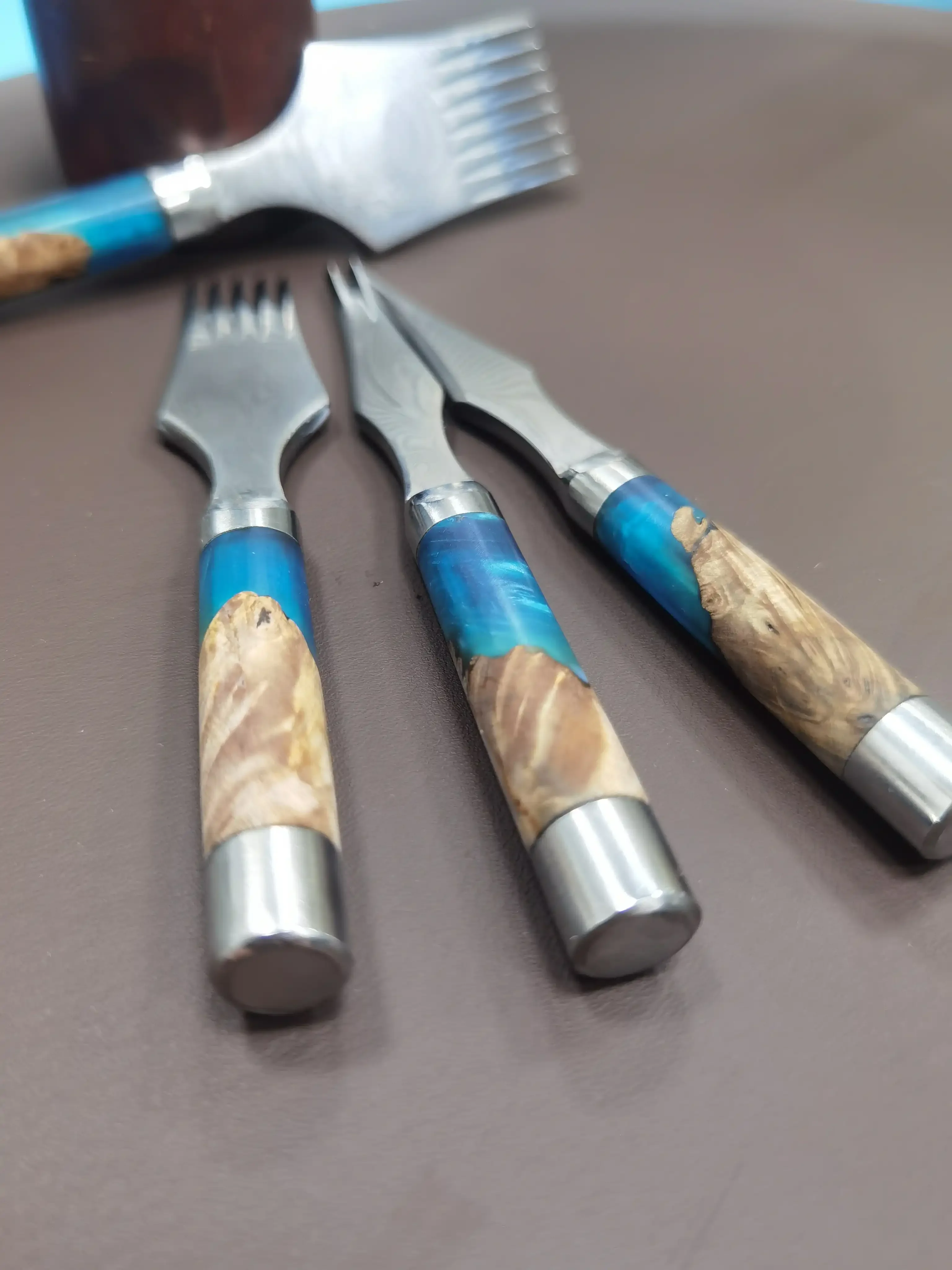 High-end Leather Craft French Punching Tool Damascus Pattern Steel Leather Stitching Series Punch
