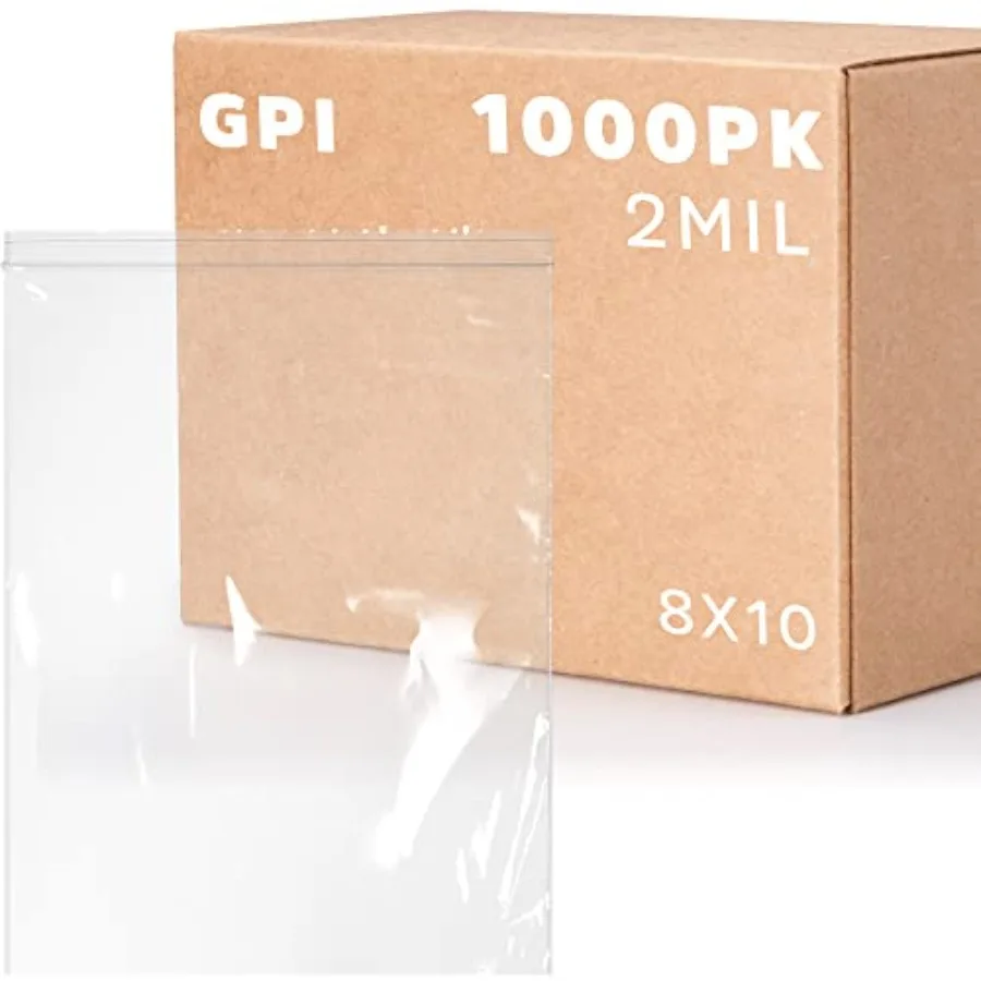 

Clear Plastic Reclosable Zip Bags 8 x 10 2 mil Thick Strong Durable Poly Baggies with Resealable Zip Top Lock for Travel Storag