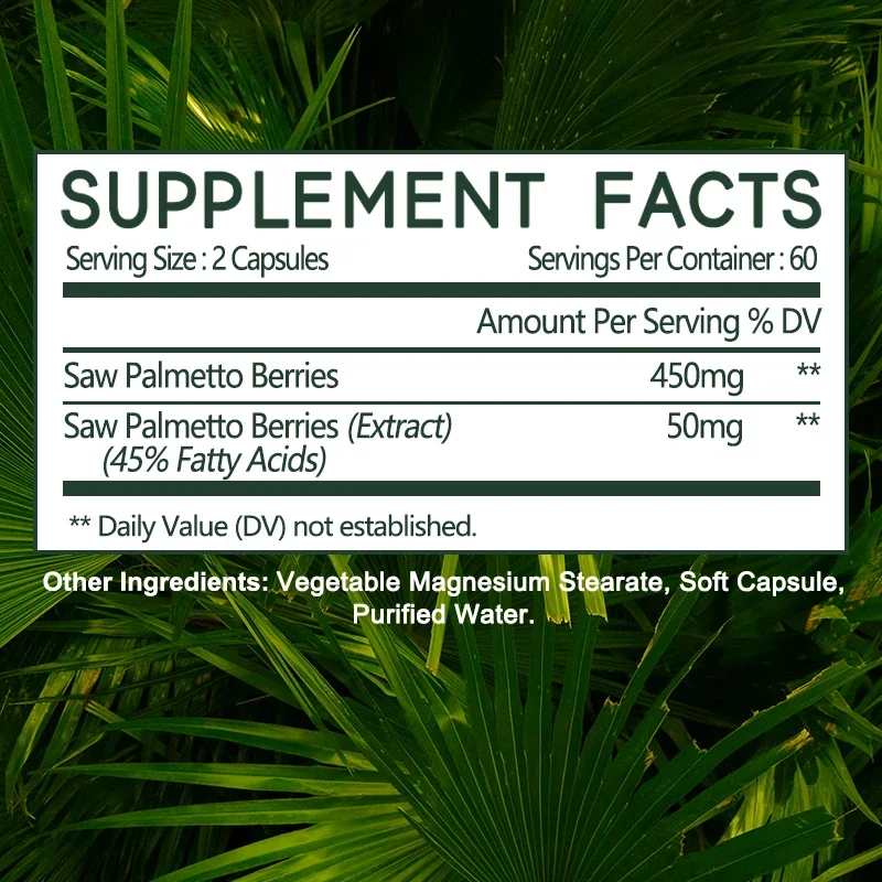 Prostate Saw Palmetto Supplement Men\'s Prostate Health Support Size Supports Urinary Relief Bladder Control Promotes Hair Growth