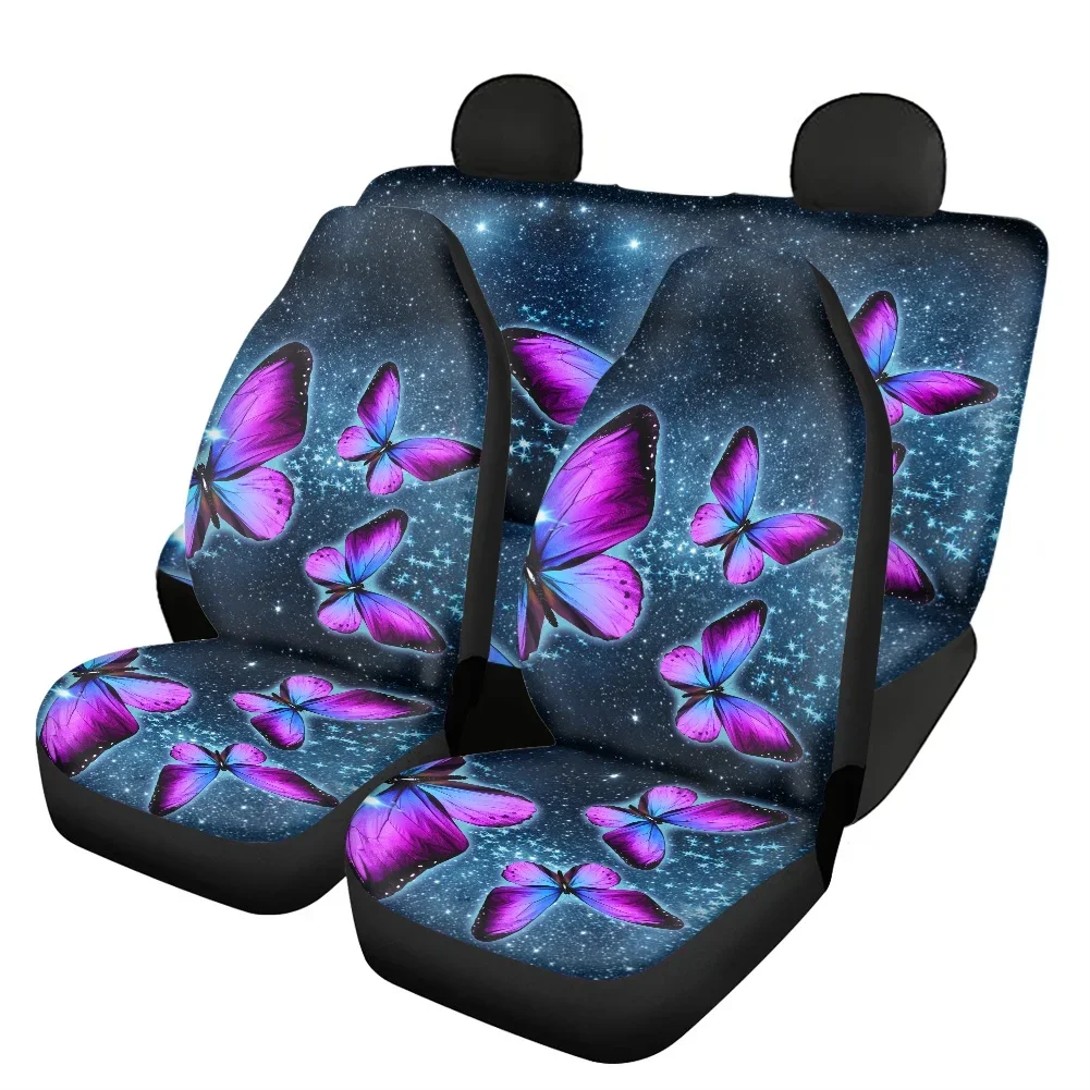 

Чехлы на передние и задние сиденья Galaxy 3D с узором бабочки, набор из 4 чехлов на автомобильные сиденья для большинства автомобилей, универсальная посадка для внедорожников