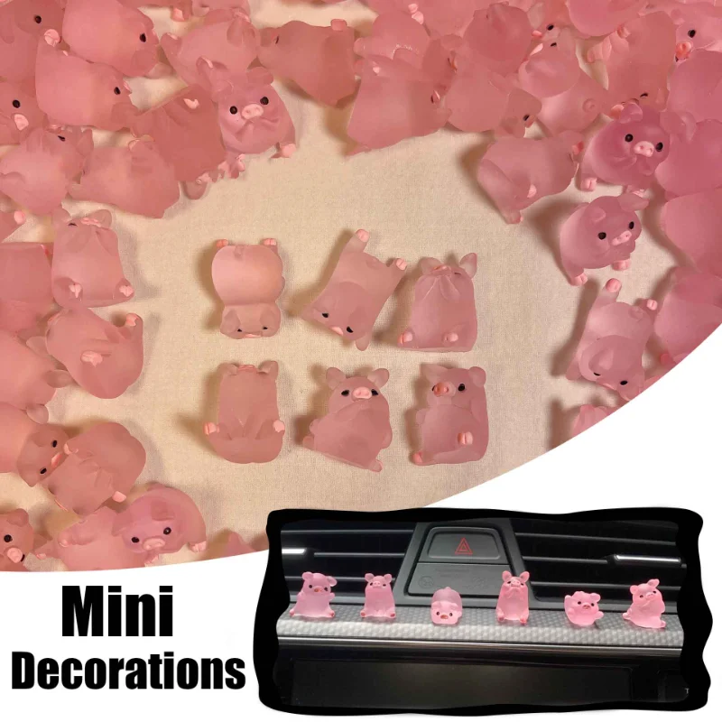 6pcs Mini Resin Cute Pig Cartoon Pigs Ornaments Car Dashboard Toys Dolls Figures Auto Home Decoration Car Ornaments Gifts