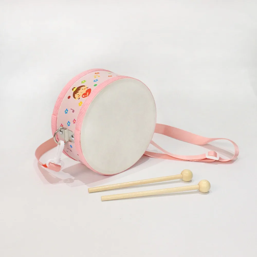 Wooden Double-sided Drum Musical Instrument Durable Children Toy Drum Early Education Cartoon Percussion Instruments Drums