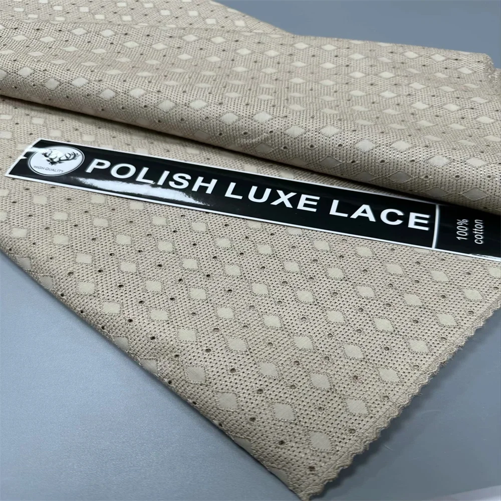 

Luxury NEW 5 Yards Nigerian 100% Cotton Polish Satin Embroidery Fabric High Quality Swiss Voile Lace Material Men Dubai Style