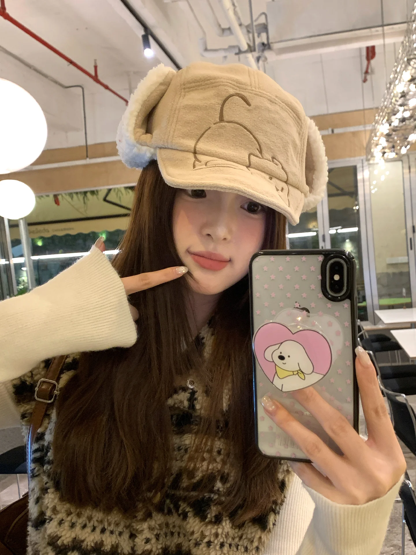 Cute Embroidered Airplane Hat For Girls To Keep Warm In Winter Ear-Protecting Hat To Prevent Cold On Bike Rides