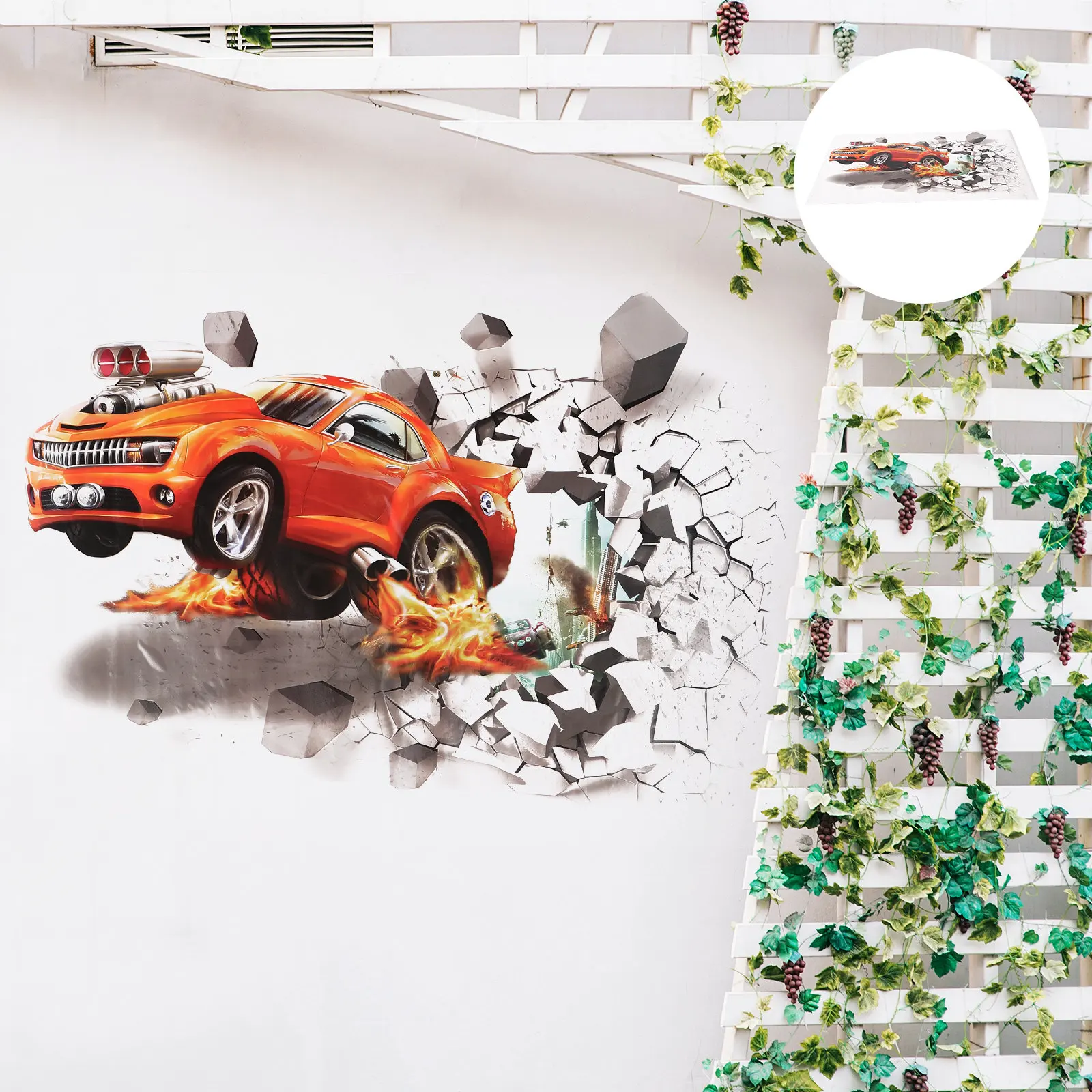 3D Car Wall Stickers 50x70cm PVC Self Adhesive Decals for Bedroom Living Room Decorations Memorable Arts Home Souvenir