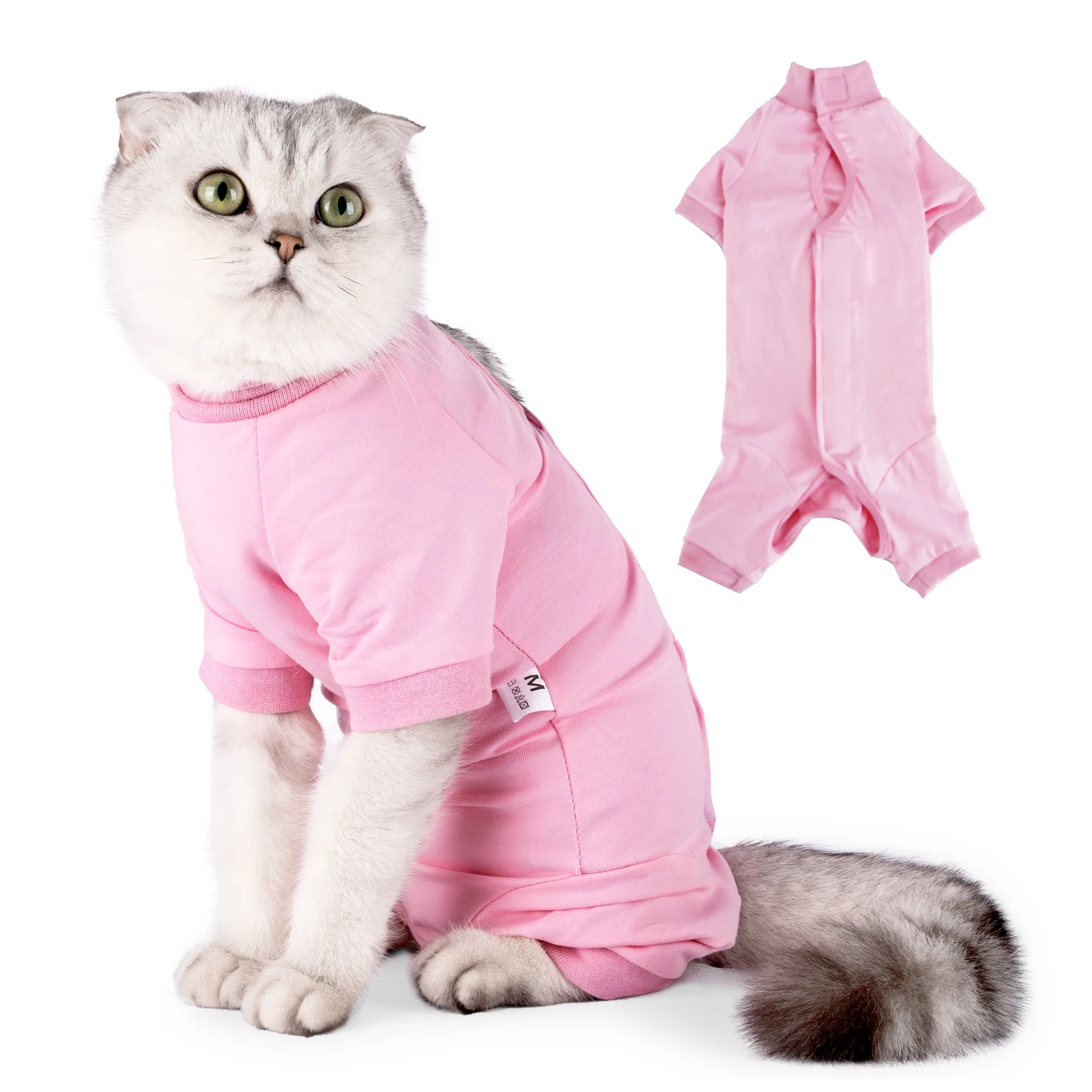 Terno de recuperação cirúrgica de gato para gato masculino e feminino, cone de feridas abdominais e-collar alternativo anti-lamber terno de recuperação de animais de estimação