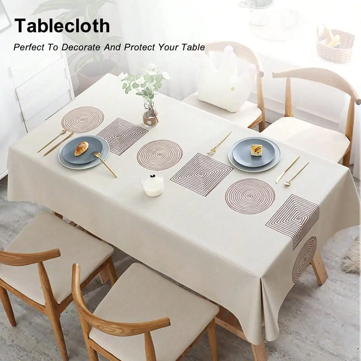 

Rectangle Tablecloth Waterproof,Jacquard Printed Table Cloth Wipeable Spill Proof Table Cover Vintage Dining Table Tablecloth-C-