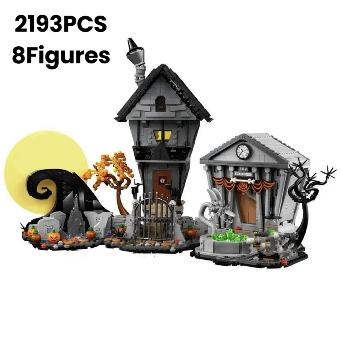 MOC 21351 Nightmare Before Christmas House Building Blocks Set Ghost Skeleton Hut DIY Bricks Toys Children Halloween Gift