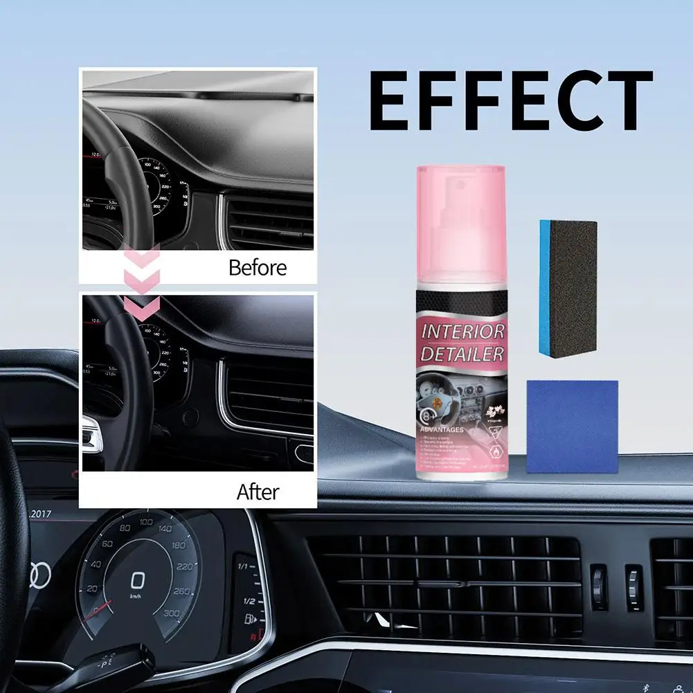 Car Interior Detail Polishing Cleaner & Protector 100ml - Formula Restores Color & Shine, for Vinyl, Rubber, Plastic Surfaces