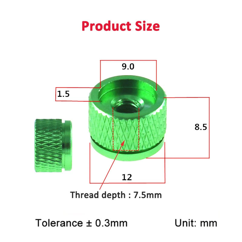 1-10Pcs Aluminum Knurled Thumb Nuts M3.5 M4 Thread Blind Hole Hand Tighten Nut Anodized For RC Models Computer Case 10 Colors