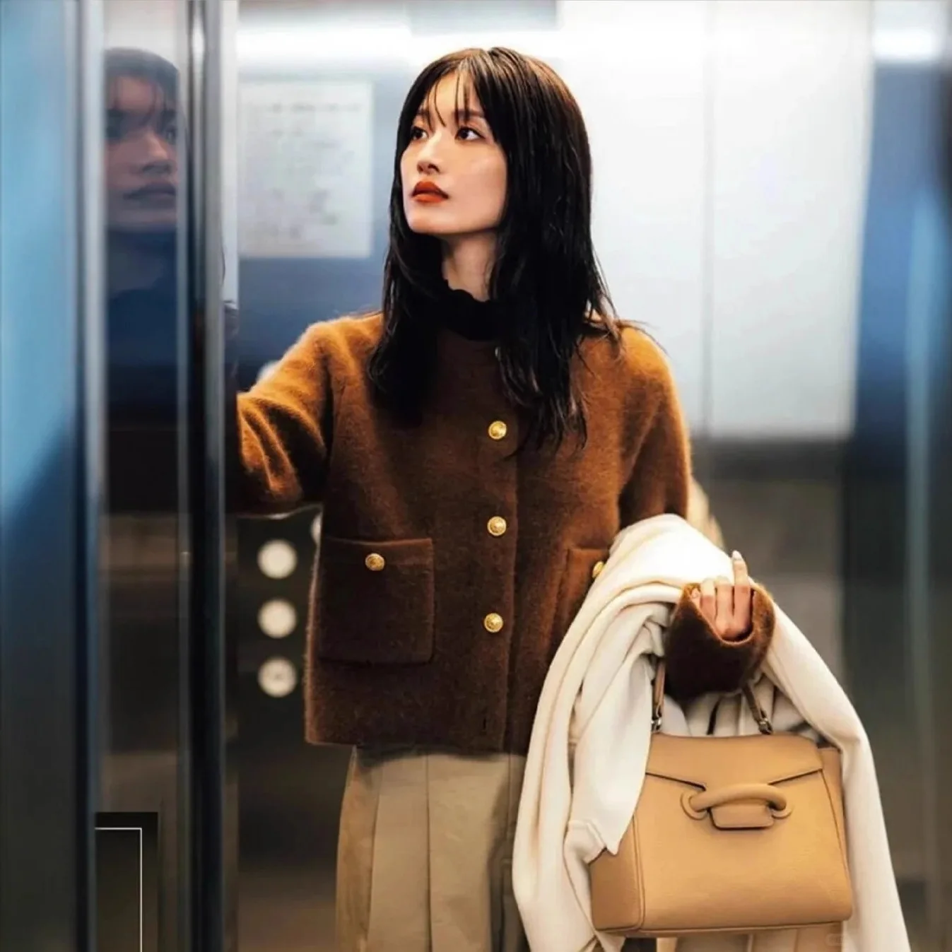 

Gagarich 2025 Early Autumn Collection Japanese Cross Border Style Plush Knitted Classic Sweater Cardigan Top