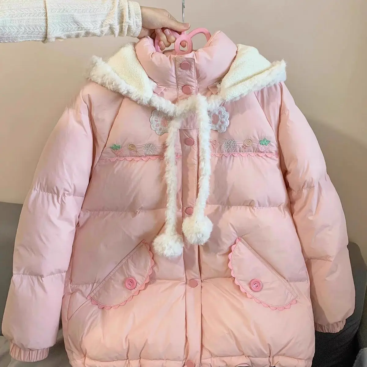 اليابانية Kawaii البلوز طويلة الأكمام لطيف آذان أرنب الديكور المرأة عادية الحلو نمط الكرتون طباعة هوديي معطف الخريف #2