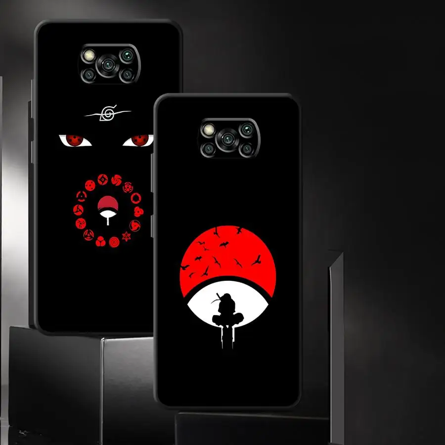 Custodia per Xiaomi Poco X3 X4 X5 X7 Pro M3 M4 M7 Pro F3 F1 C50 M5 C40 C61 C71 C75 Nero Custodia morbida per telefono Cool Uchiha Logo