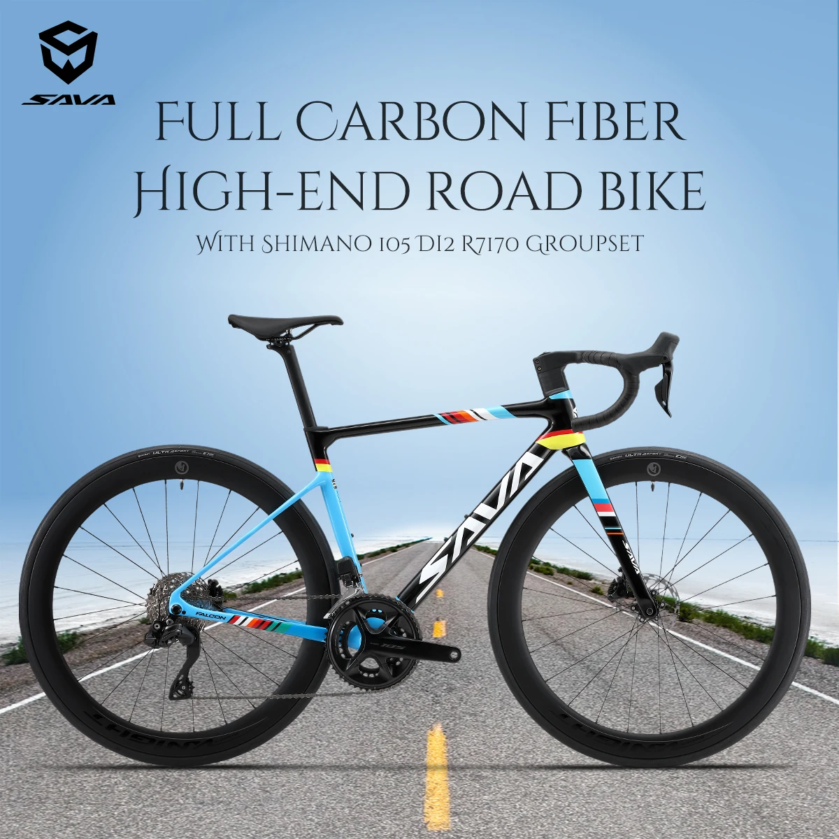 

SAVA Racing Team Road Bike Full Carbon Fiber electronic shifting Road Bike with SHIMAN0 7170 DI2 Kit UCI Approved