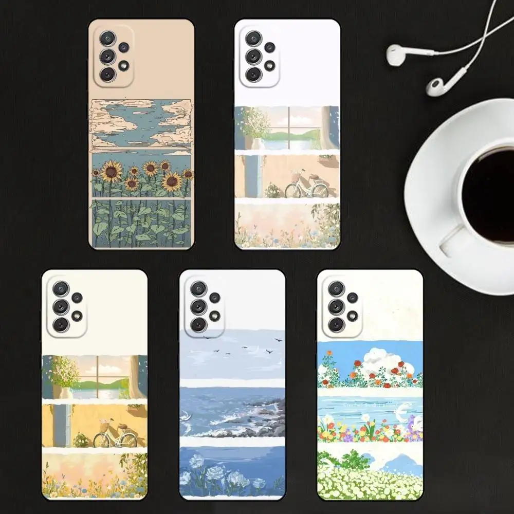 Column collage with soft illustrations Phone Case For Samsung S25,S24,S21,S22,S23,S30,Ultra,S20,Plus,Soft Silicone Black Cover