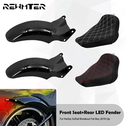 Motorcycle Diamond Driver Seat Rear Turn Brake LED Light Fender Mudguard Set For Harley Softail Fat Boy Breakout FXDR 2018-2023