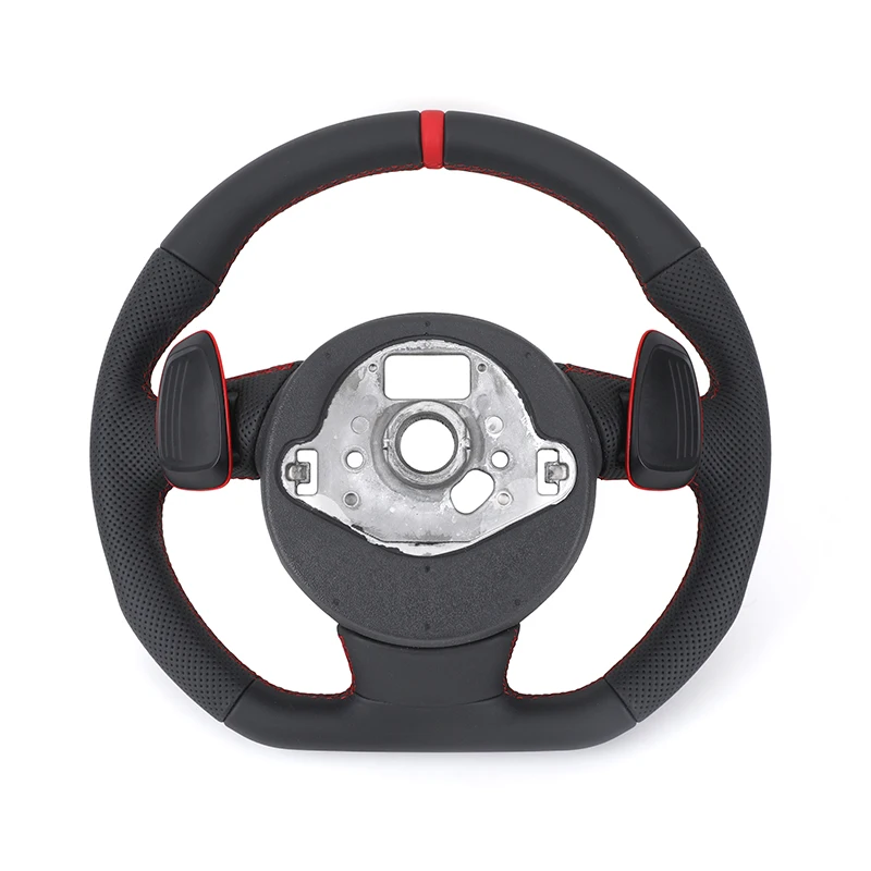 With Red Paddle RS Volant Lenkrad Half Perforated Leather Steering Wheel for Audi A6 A7 A4 B8 B8.5 B9 S3 S4 S5 S6 C7 Q8 RS3 RS6