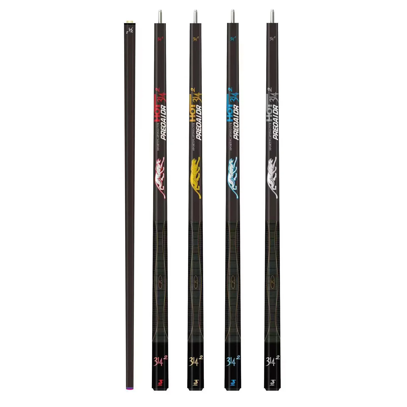 3142 Economical 1/2 58'' Billiard Pool Cue Carbon Coated Wood Shaft, Anti-slip Silicone Wrap, Uni-loc Joint/Collar