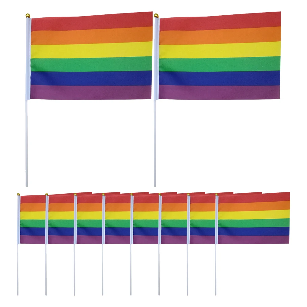 

100 Pcs Rainbow Accessories Flag Stick Gay Small Party Mini Flags Lgbtq Decorations Bar Handheld Pride Parade Giveaway Man