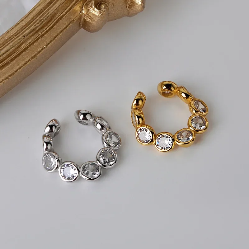 1 Pcs Irregular circular Ear Clip Earrings for Women Girl Zircon Geometric Ear Cuff Party Fashion Silver Gold Color Jewelry Gift