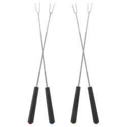 4pcs Stainless Steel Barbecue Fork Telescopic Meat Fork Skewers Portable Bbq Kabob Camping Tool Grilling Utensil
